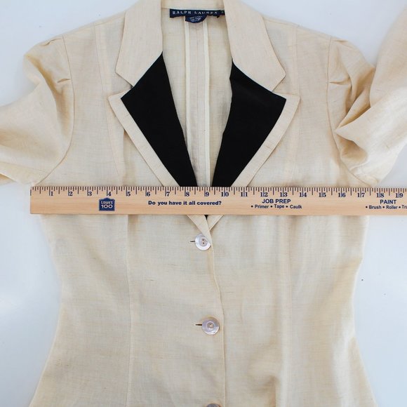 VTG Ralph Lauren Linen Victorian Walking Coat Puff Sleeve MOP Buttons Long 6 - Picture 9 of 16
